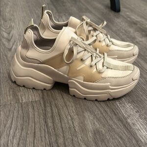 Zara Cream and Tan Chunky Sneakers